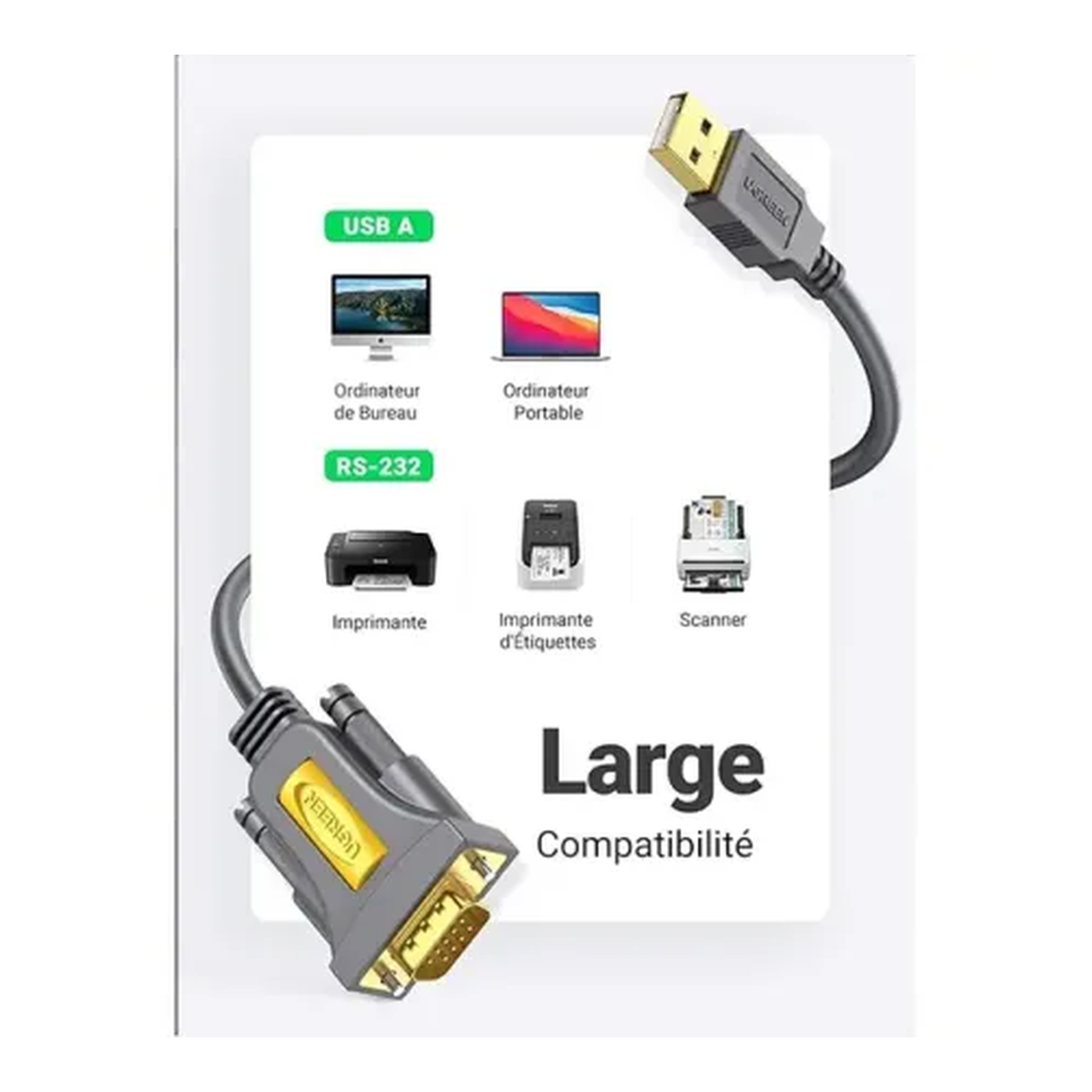 Ugreen Adaptateur USB 2.0 to DB9 RS-232 Male 1.5M